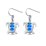 Drop Dangle Turtle Earrings Created Opal 925 Sterling Silver (15mm)