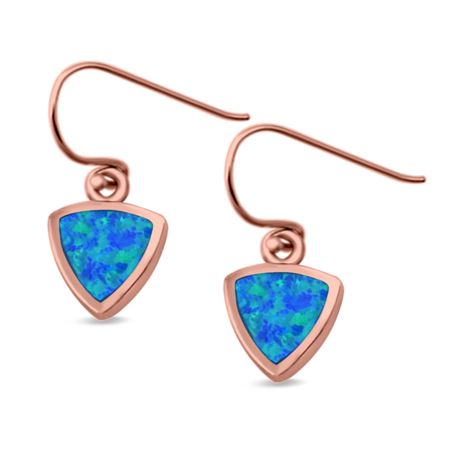 Drop Dangle Triangle Shape Earrings Created Opal 925 Sterling Silver(9mm)