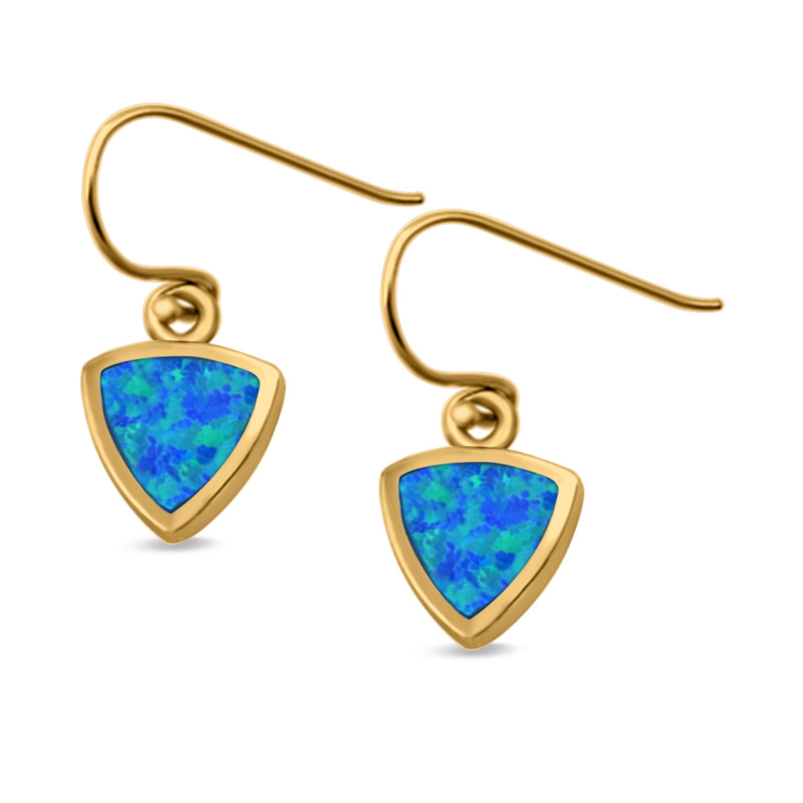 Drop Dangle Triangle Shape Earrings Created Opal 925 Sterling Silver(9mm)