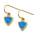 Drop Dangle Triangle Shape Earrings Created Opal 925 Sterling Silver(9mm)