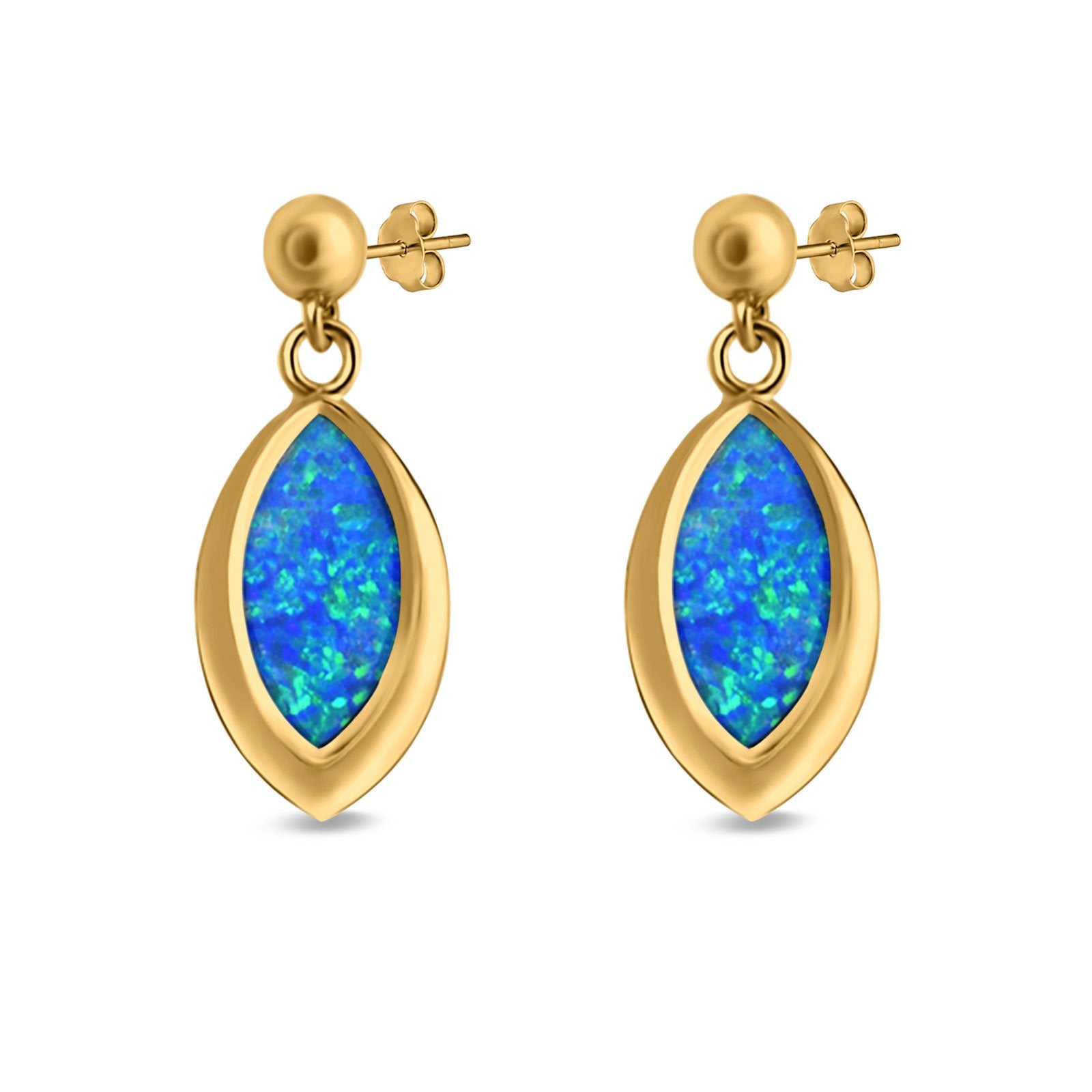 Marquise Stud Earrings Created Opal 925 Sterling Silver (20mm)