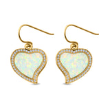Heart Drop Dangle Earrings Created Opal 925 Sterling Silver (19mm)