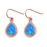 Drop Dangle Halo Pear Earrings Created Opal 925 Sterling Silver(19mm)