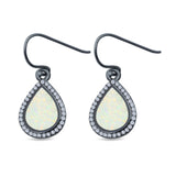 Drop Dangle Halo Pear Earrings Created Opal 925 Sterling Silver(19mm)