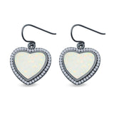 Drop Dangle Halo Heart Earrings Created Opal 925 Sterling Silver(15mm)