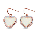 Drop Dangle Halo Heart Earrings Created Opal 925 Sterling Silver(15mm)