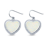Drop Dangle Halo Heart Earrings Created Opal 925 Sterling Silver(15mm)