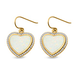 Drop Dangle Halo Heart Earrings Created Opal 925 Sterling Silver(15mm)
