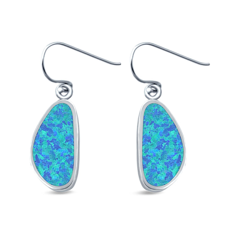 Drop Dangle Earrings Created Opal 925 Sterling Silver (17mm)