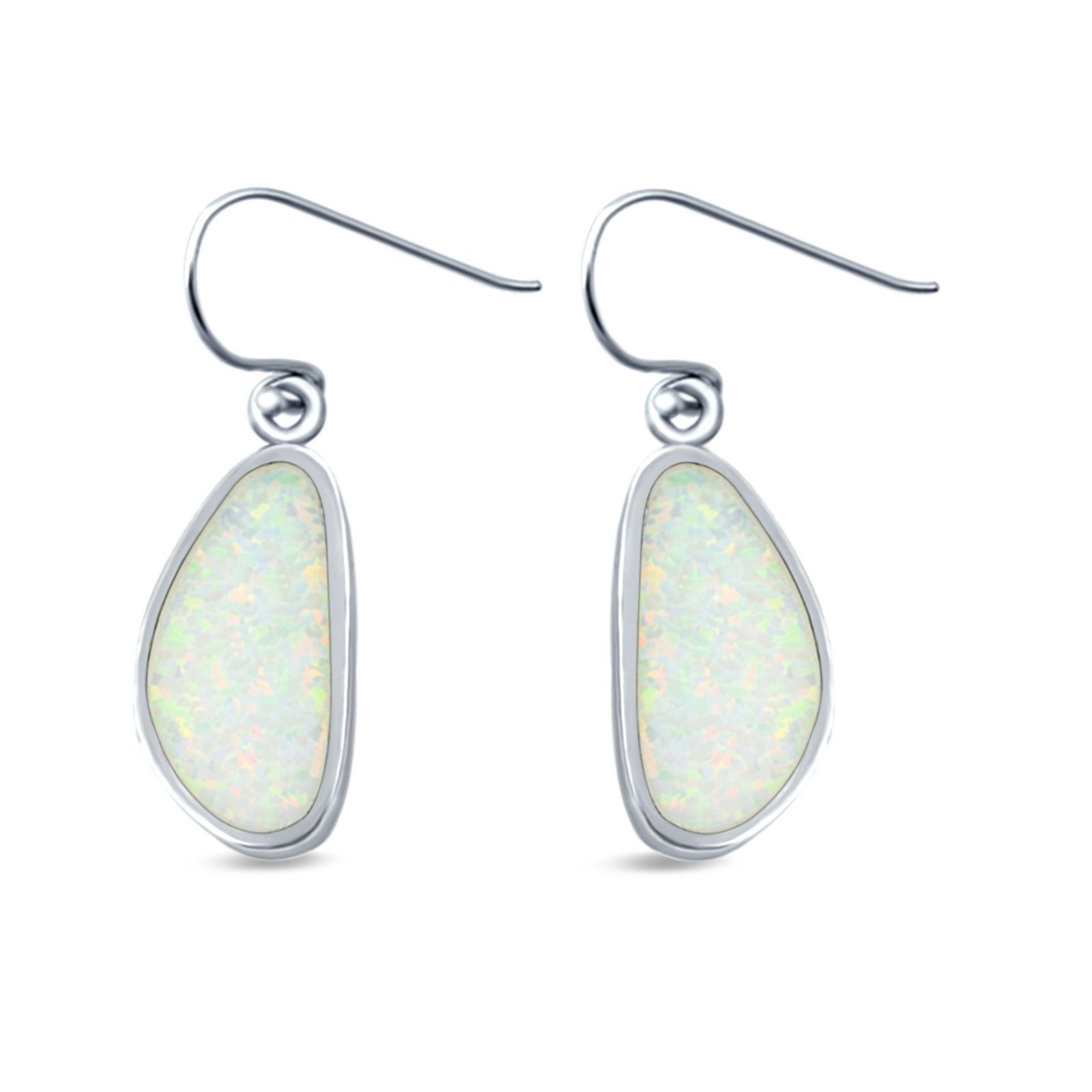 Drop Dangle Earrings Created Opal 925 Sterling Silver (17mm)