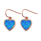 Drop Dangle Heart Earrings Created Opal 925 Sterling Silver (9mm)