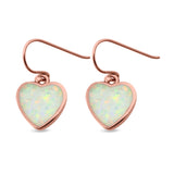 Drop Dangle Heart Earrings Created Opal 925 Sterling Silver (9mm)