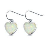 Drop Dangle Heart Earrings Created Opal 925 Sterling Silver (9mm)