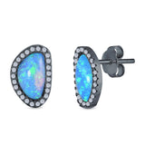 Halo Stud Earrings Created Opal 925 Sterlig Silver(12mm)