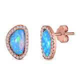 Halo Stud Earrings Created Opal 925 Sterlig Silver(12mm)
