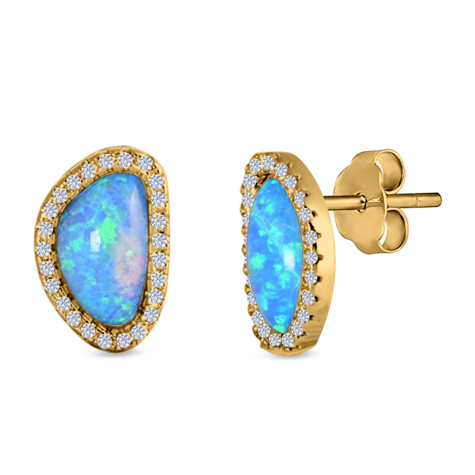 Halo Stud Earrings Created Opal 925 Sterlig Silver(12mm)