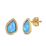 Halo Stud Earrings Created Opal 925 Sterling Silver (12mm)