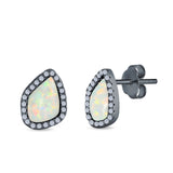 Halo Stud Earrings Created Opal 925 Sterling Silver (12mm)
