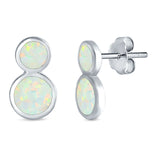Fashion Ball Design Stud Earrings Created Opal 925 Sterling Silver (14mm)