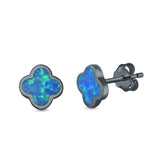 Flower Stud Earrings Lab Created Opal 925 Sterling Silver