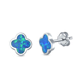 Flower Stud Earrings Lab Created Opal 925 Sterling Silver