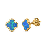 Flower Stud Earrings Lab Created Opal 925 Sterling Silver