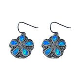 Flower Dangle Earrings Lab Created Opal 925 Sterling Silver