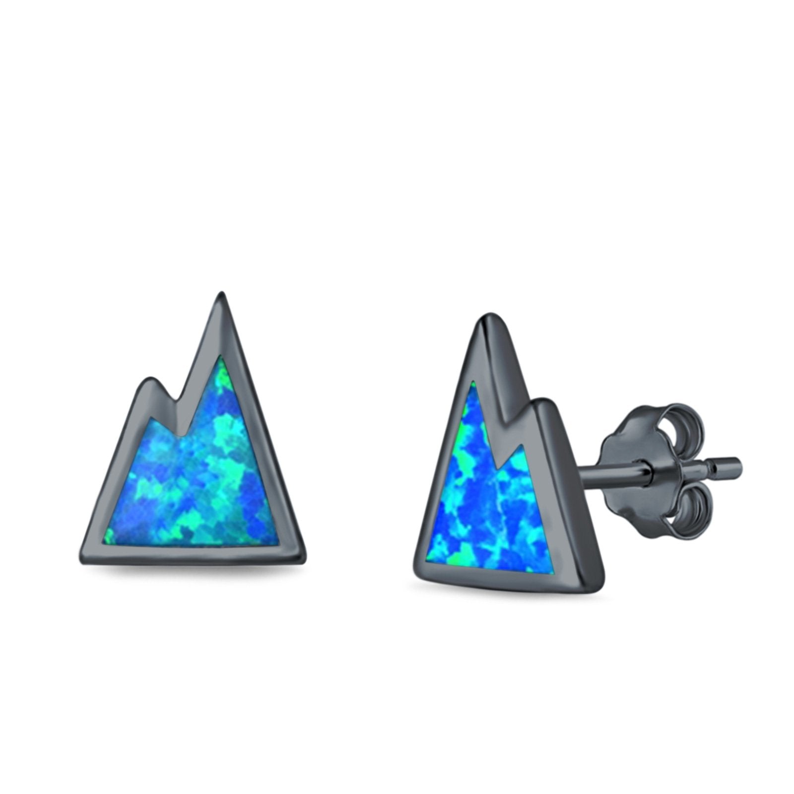 Mountain Stud Earrings Lab Created Opal 925 Sterling Silver