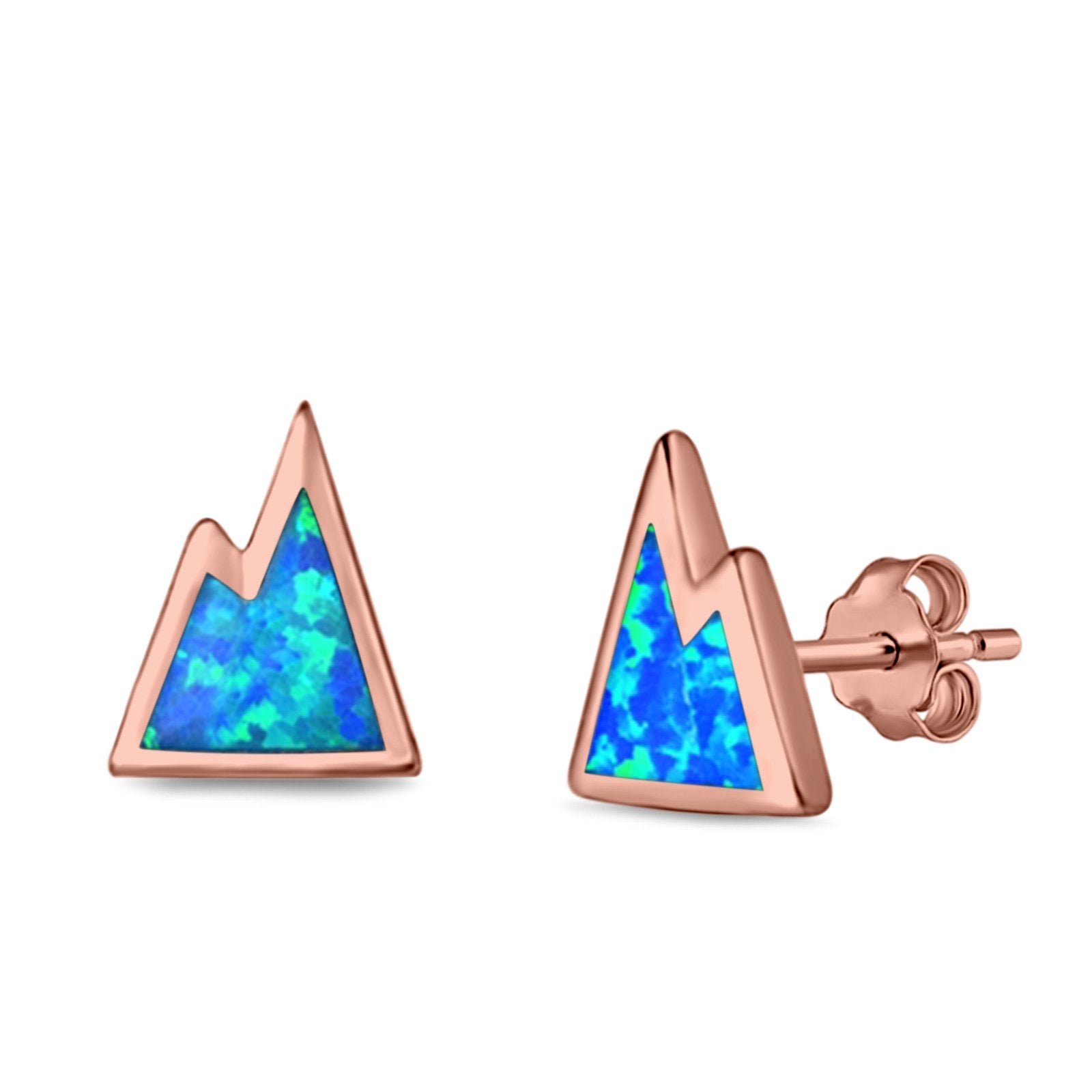 Mountain Stud Earrings Lab Created Opal 925 Sterling Silver
