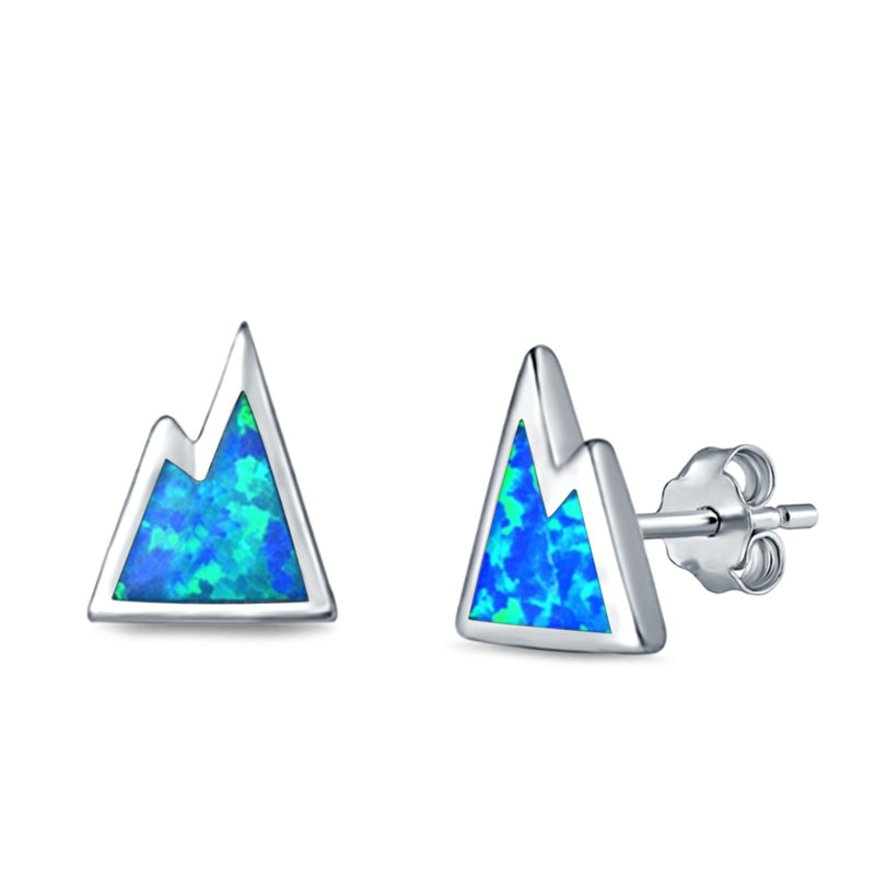Mountain Stud Earrings Lab Created Opal 925 Sterling Silver
