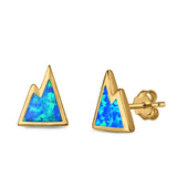 Mountain Stud Earrings Lab Created Opal 925 Sterling Silver