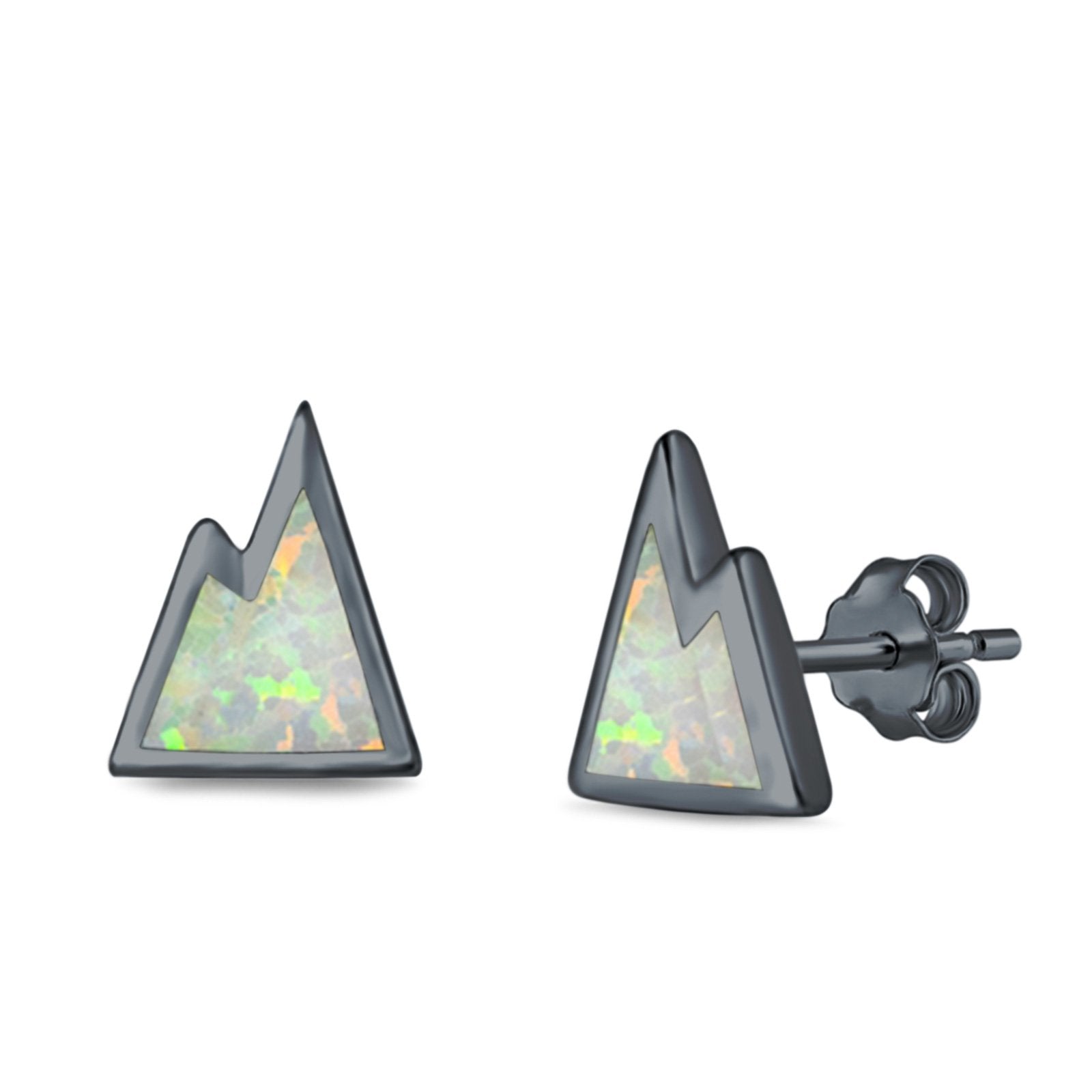 Mountain Stud Earrings Lab Created Opal 925 Sterling Silver