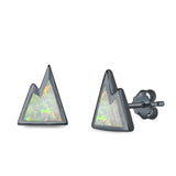 Mountain Stud Earrings Lab Created Opal 925 Sterling Silver