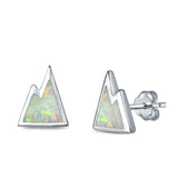 Mountain Stud Earrings Lab Created Opal 925 Sterling Silver