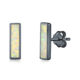 Bar Stud Earrings Created Opal 925 Sterling Silver