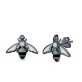 Bee Stud Earrings Lab Created Opal 925 Sterling Silver (11mm)
