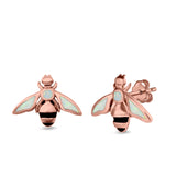 Bee Stud Earrings Lab Created Opal 925 Sterling Silver (11mm)