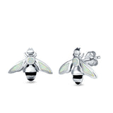 Bee Stud Earrings Lab Created Opal 925 Sterling Silver (11mm)