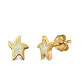 Star Stud Earrings Lab Created Opal 925 Sterling Silver (6mm)