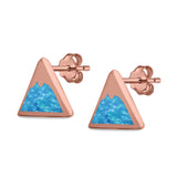 Mountain Shape Stud Earrings Lab Created Opal 925 Sterling Silver (7mm)