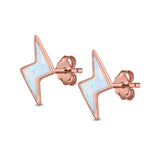 Lightning Stud Earrings Lab Created Opal 925 Sterling Silver (6mm)