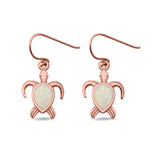 Turtle Drop Dangle Earrings Pear Lab Created Opal 925 Sterling Silver (15mm)