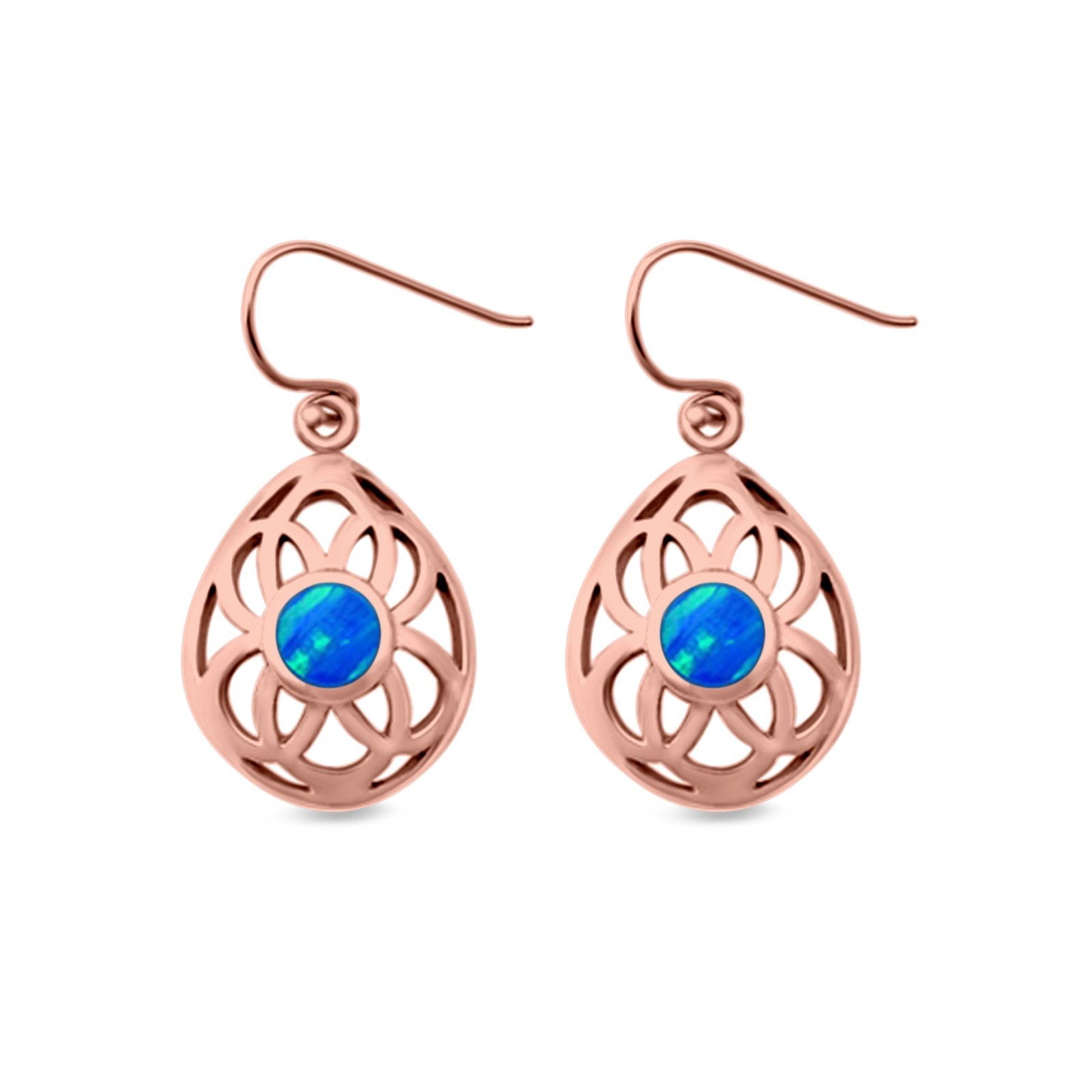Drop Dangle Earrings Round Lab Created Opal 925 Sterling Silver (18mm)