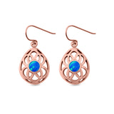 Drop Dangle Earrings Round Lab Created Opal 925 Sterling Silver (18mm)
