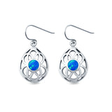 Drop Dangle Earrings Round Lab Created Opal 925 Sterling Silver (18mm)