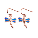 Dragonfly Drop Dangle Earrings Lab Created Opal 925 Sterling Silver (15mm)