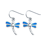 Dragonfly Drop Dangle Earrings Lab Created Opal 925 Sterling Silver (15mm)