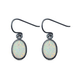 Oval Drop Dangle Earrings Lab Created Opal 925 Sterling Silver (15mm)