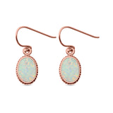 Oval Drop Dangle Earrings Lab Created Opal 925 Sterling Silver (15mm)