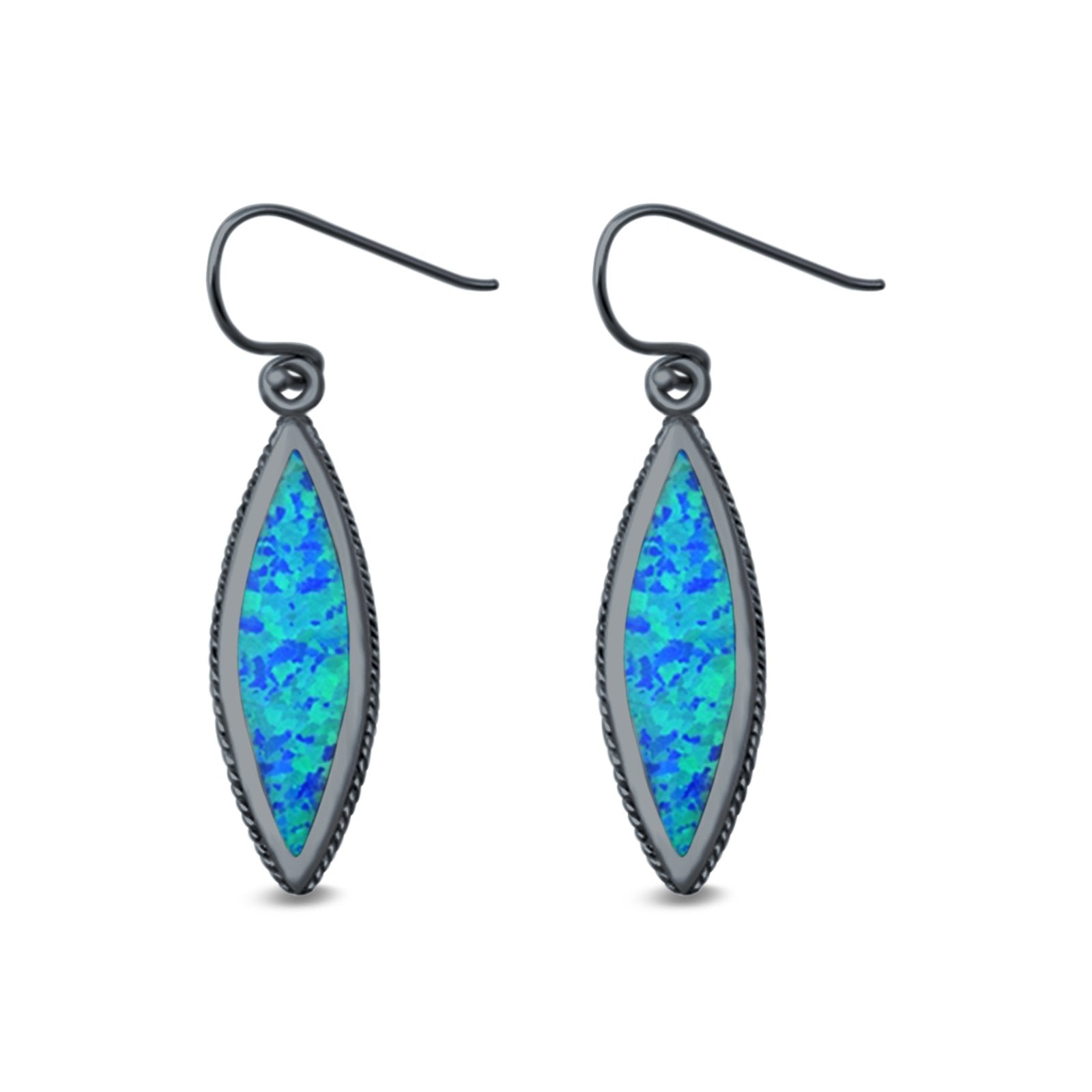 Drop Dangle Earrings Lab Created Opal 925 Sterling Silver (21mm)